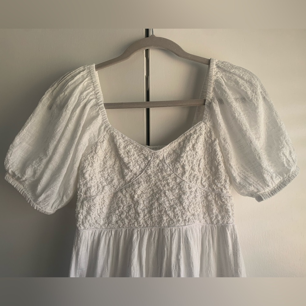 Topshop White Smocked Midi Dress - Picture 2 of 7